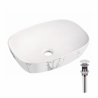 Раковина накладна Qtap Robin 500х380х140 мм, Marble, прямокутна, з донним клапаном QT04116302MR Раковина накладна Qtap Robin 500х380х140 мм, Marble, прямокутна, з донним клапаном QT04116302MR