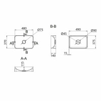 Раковина накладна Qtap Tern 480x370x135 мм, Stone grey, прямокутна, з донним клапаном QT17116069SG