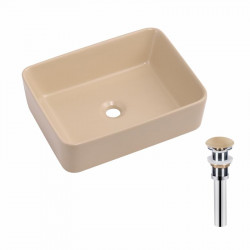 Раковина накладна Qtap Tern 480x370x135 мм, Beige, прямокутна, з донним клапаном QT17116069SB Раковина накладна Qtap Tern 480x370x135 мм, Beige, прямокутна, з донним клапаном QT17116069SB