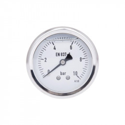 Манометр гліцериновий Thermo Alliancе Forte d63 мм, 1/4"З із заднім підключенням (латун.) 0-10 бар TAF171G10B