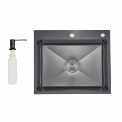 Lidz Handmade H6050HB Мийка для кухні інтегрована Decor Black PVD Honeycomb 2,5/0,5 мм LDH6050BDECPVD48371