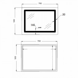 Дзеркало Lidz Kubis (KU2) 700х500 з LED-підсвічуванням Touch, з антизапотіванням, з димером, рег. яскравості LD78LF90448486