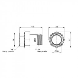 Згін "Американка" Icma 3/4" прямий №818 Згін "Американка" Icma 3/4" прямий №818