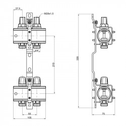 Колектор Icma 1" 2 виходи, без витратоміра №K005 Колектор Icma 1" 2 виходи, без витратоміра №K005