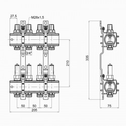 Колектор Icma 1" 4 виходи, з витратомірами №K013 Колектор Icma 1" 4 виходи, з витратомірами №K013