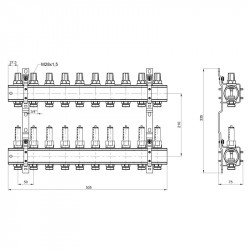 Колектор Icma 1" 10 виходів, з витратомірами №K013 Колектор Icma 1" 10 виходів, з витратомірами №K013