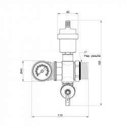 Зливна група Icma 1" з відводом повітря і термометром №205 Зливна група Icma 1" з відводом повітря і термометром №205
