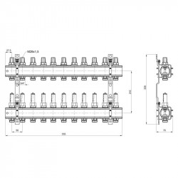 Колектор Icma 1" 11 виходів, з витратомірами №K013 Колектор Icma 1" 11 виходів, з витратомірами №K013