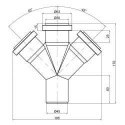 Хрестовина каналізаційна TA Sewage 50, 45° Хрестовина каналізаційна TA Sewage 50, 45°