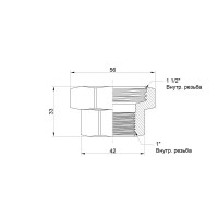 Перехідник плоский Icma 1" 1/2х1" ВВ №789