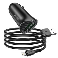 Адаптер автомобільний HOCO lightning cable Farsighted dual port QC3.0 car charger set Z39 |2USB, QC3.0, 3A/18W|