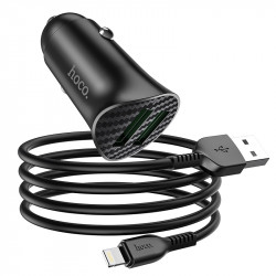 Адаптер автомобільний HOCO lightning cable Farsighted dual port QC3.0 car charger set Z39 |2USB, QC3.0, 3A/18W|