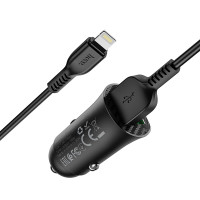 Адаптер автомобільний HOCO lightning cable Farsighted dual port QC3.0 car charger set Z39 |2USB, QC3.0, 3A/18W|