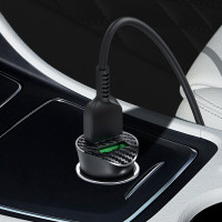 Адаптер автомобільний HOCO Micro USB cable Farsighted dual port QC3.0 car charger set Z39 |2USB, QC3.0, 3A/18W|