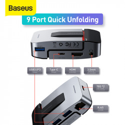 Hub адаптер Baseus Armor Age Type-C Bracket Multifunctional |3USB*3.0, Type-C, 4KHDMI, AUX, RG45|