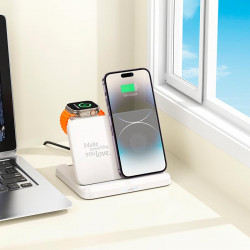 Зарядка Qi Pass folding 3-in-1 wireless fast charger CQ7 (iWatch + SAM) |15W|