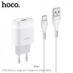 Адаптер мережевий Hoco Type-C Cable Glorious C72A |1USB, 2.1A|