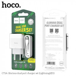 Адаптер мережевий Hoco Lightning Cable Glorious C73A |2USB, 2.4A|
