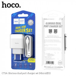 Адаптер мережевий Hoco Micro USB Cable Glorious C73A |2USB, 2.4A|