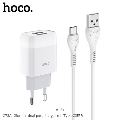 Адаптер мережевий Hoco Type-C Cable Glorious C73A |2USB, 2.4A|