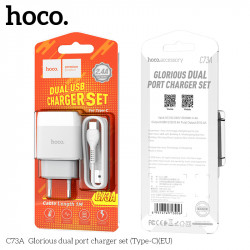Адаптер мережевий Hoco Type-C Cable Glorious C73A |2USB, 2.4A|