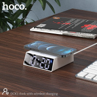 Настільні LED смарт-годинник with Qi Charger HOCO DCK1 |Alarm/Watch/Qi Charger, 10W|