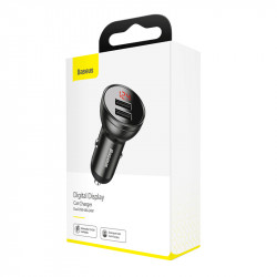 Адаптер автомобільний BASEUS Digital Display Dual USB |2USB, 4.8A, 24W| (CCBX-0S)