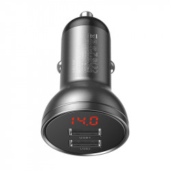 Адаптер автомобільний BASEUS Digital Display Dual USB |2USB, 4.8A, 24W| (CCBX-0S)