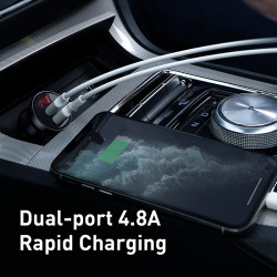 Адаптер автомобільний BASEUS Digital Display Dual USB |2USB, 4.8A, 24W| (CCBX-0S)