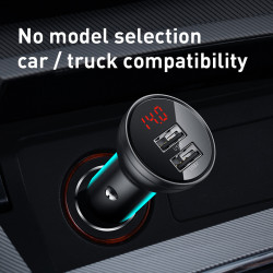 Адаптер автомобільний BASEUS Digital Display Dual USB |2USB, 4.8A, 24W| (CCBX-0S)