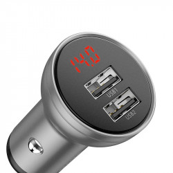 Адаптер автомобільний BASEUS Digital Display Dual USB |2USB, 4.8A, 24W| (CCBX-0S)
