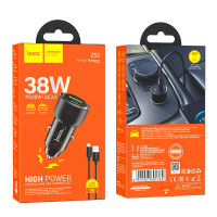 Адаптер автомобільний Hoco Micro USB cable Spacious Car charger set Z52 |1USB/1Type-C, 38W/3A, PD/QC|