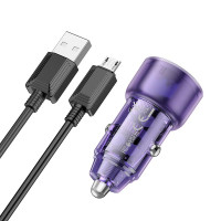 Адаптер автомобільний Hoco Micro USB cable Spacious Car charger set Z52 |1USB/1Type-C, 38W/3A, PD/QC|