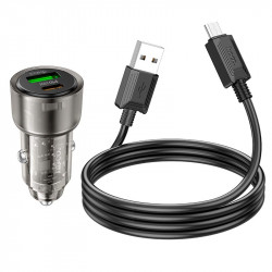 Адаптер автомобільний Hoco Micro USB cable Spacious Car charger set Z52 |1USB/1Type-C, 38W/3A, PD/QC|