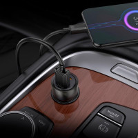 Адаптер автомобільний Hoco Micro USB cable Spacious Car charger set Z52 |1USB/1Type-C, 38W/3A, PD/QC|