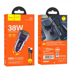 Адаптер автомобільний Hoco Micro USB cable Spacious Car charger set Z52 |1USB/1Type-C, 38W/3A, PD/QC|