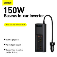Автомобільний перетворювач напруги BASEUS In-car Inverter 150W (220V EU / CN) |2Sockets EU/CN 220V, 1USB/1Type-C, 0.4m| (CRNBQ-A01)