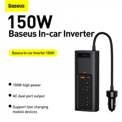 Автомобільний перетворювач напруги BASEUS In-car Inverter 150W (220V EU / CN) |2Sockets EU/CN 220V, 1USB/1Type-C, 0.4m| (CRNBQ-A01)