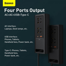 Автомобільний перетворювач напруги BASEUS In-car Inverter 150W (220V EU / CN) |2Sockets EU/CN 220V, 1USB/1Type-C, 0.4m| (CRNBQ-A01)