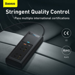 Автомобільний перетворювач напруги BASEUS In-car Inverter 150W (220V EU / CN) |2Sockets EU/CN 220V, 1USB/1Type-C, 0.4m| (CRNBQ-A01)