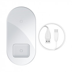 Зарядка QI BASEUS Simple 2in1 Wireless Charger 18w Max For Phones + Pods (WXJK-01)