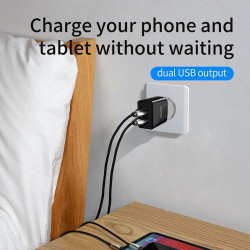 Адаптер мережевий BASEUS Speed Mini Dual U Charger |2USB, 2A, 10.5W| (CCFS-R02)