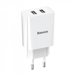 Адаптер мережевий BASEUS Speed Mini Dual U Charger |2USB, 2A, 10.5W| (CCFS-R02)