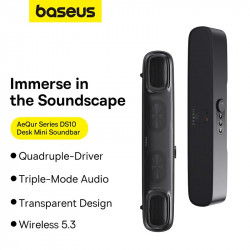 Акустика BASEUS Aequr DS10 Mini Soundbar |BT5.3, AUX/USB, OTA, RGB, 2.5Wx2|