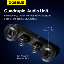 Акустика BASEUS Aequr DS10 Mini Soundbar |BT5.3, AUX/USB, OTA, RGB, 2.5Wx2|
