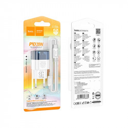 Адаптер мережевий HOCO Type-C to Type-C Cable Transparent tribute single-port C125A |1Type-C, PD/QC, 20W/3A|