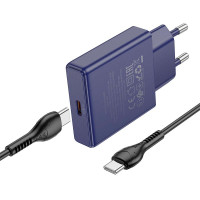 Адаптер мережевий HOCO Type-C to Type-C cable Biscuit single port charger N44 |Type-C, QC/PD, 30W/3A|
