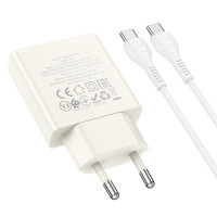 Адаптер мережевий HOCO Type-C to Type-C cable Biscuit single port charger N44 |Type-C, QC/PD, 30W/3A|