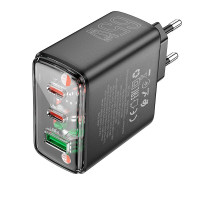 Адаптер мережевий Hoco Smart charger CS44A |2Type-C/1USB, QC/PD, 65W/3A|