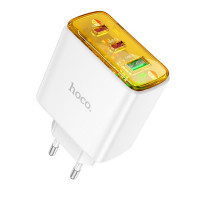 Адаптер мережевий Hoco Smart charger CS44A |2Type-C/1USB, QC/PD, 65W/3A|